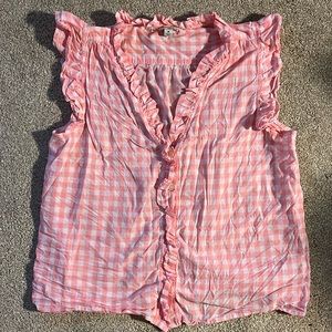 J Crew gingham popover blouse 🩷